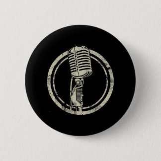 Microphone Stand up vocalist 6 Cm Round Badge
