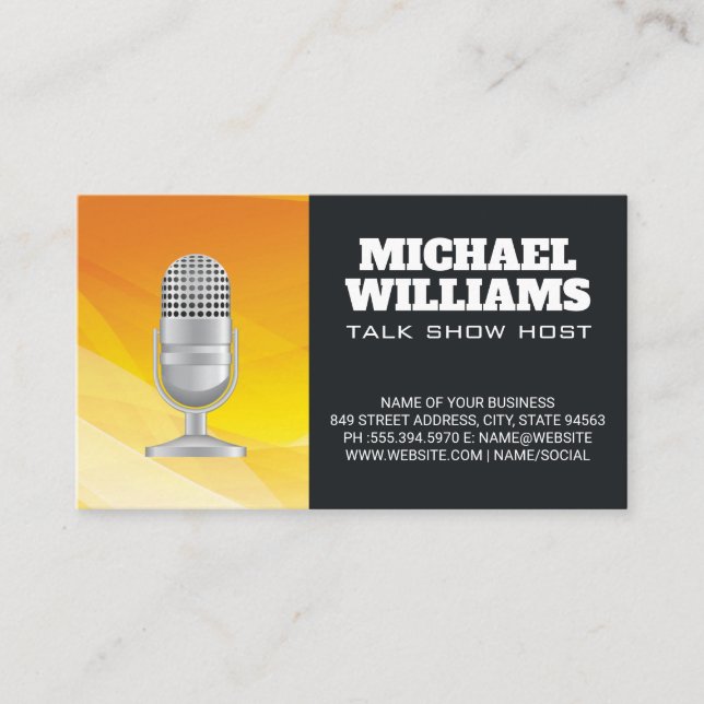 Microphone | Stylised Fire Background Business Card (Front)