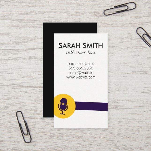 Microphone Talk Show Logo / Entertainment Business Card (Front/Back In Situ)