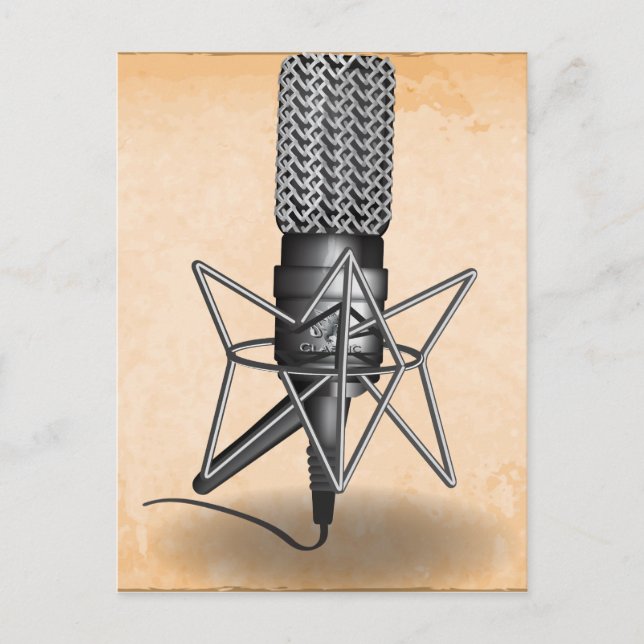 Microphone Vintage Postcard (Front)