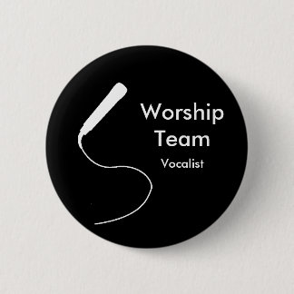 MicrophoneWhite, Vocalist, WorshipTeam 6 Cm Round Badge