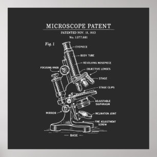 Microscope Blueprint patent Poster