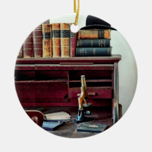 Microscope In Doctor's Office Ceramic Tree Decoration