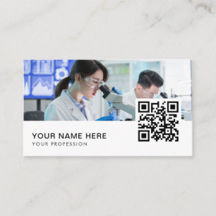 Microscope Scientist Lab QR Code  Business Card
