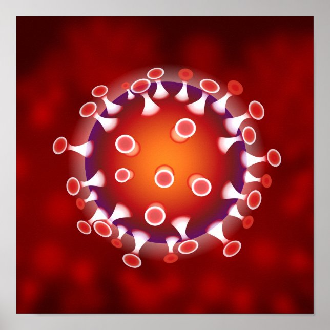 Microscopic Corona Virus Science Red Biology Poster (Front)