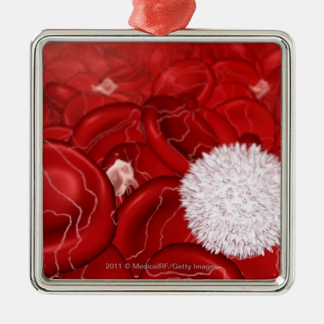 Microscopic look at blood cells metal tree decoration (Front)