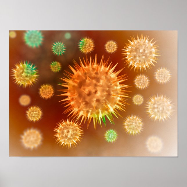 Microscopic View Of Cancer Cells Poster (Front)
