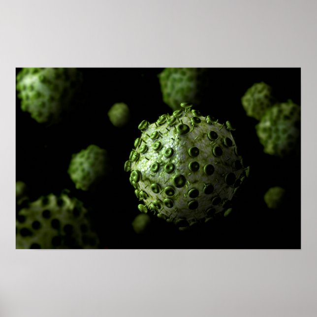 Microscopic View Of HIV Virus 1 Poster (Front)