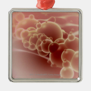 Microscopic view of latex microspheres metal tree decoration