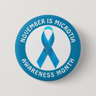 Microtia Blue Awareness Month Ribbon 6 Cm Round Badge