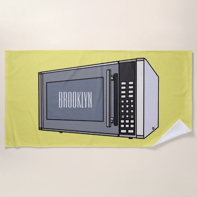 Microwave cartoon illustration beach towel (Front)