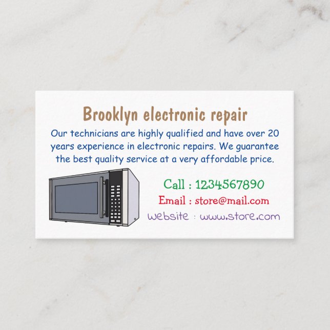 Microwave cartoon illustration business card (Front)