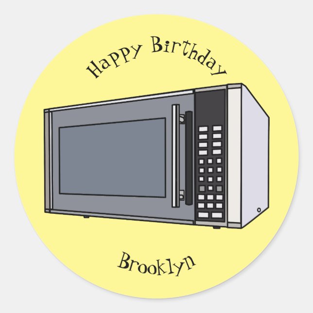 Microwave cartoon illustration classic round sticker (Front)