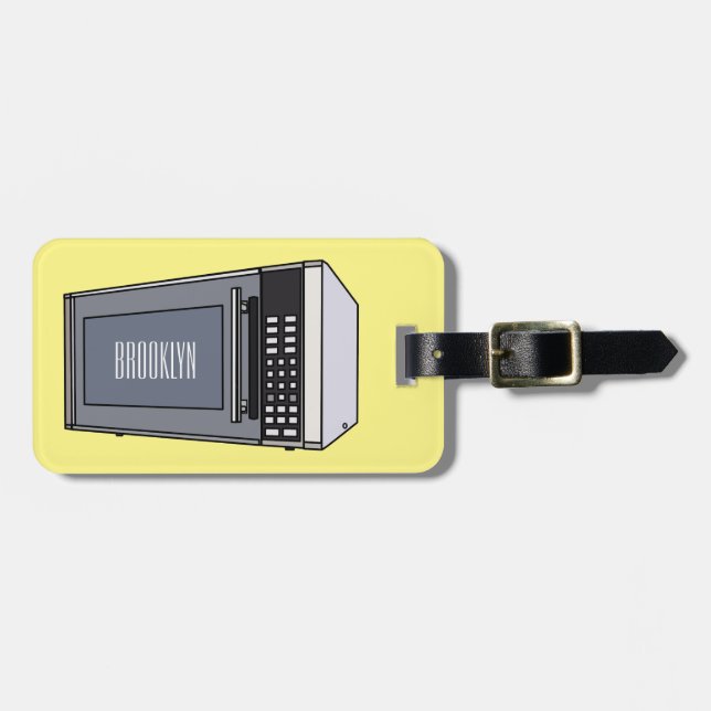 Microwave cartoon illustration luggage tag (Front Horizontal)