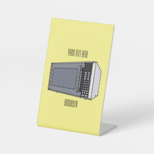 Microwave cartoon illustration pedestal sign