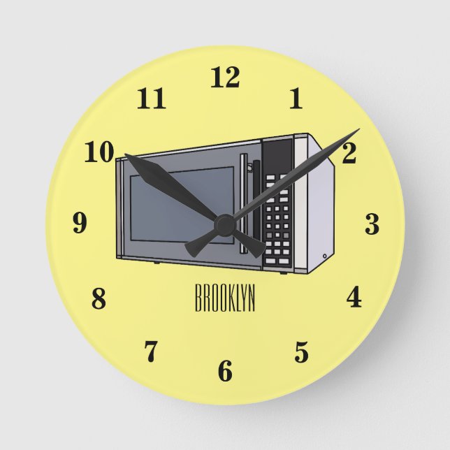 Microwave cartoon illustration round clock (Front)