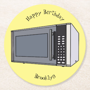 Microwave cartoon illustration round paper coaster