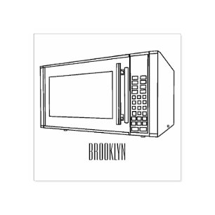 Microwave cartoon illustration rubber stamp