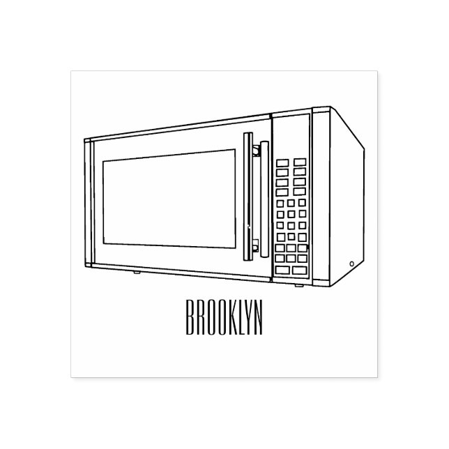 Microwave cartoon illustration rubber stamp (Imprint)