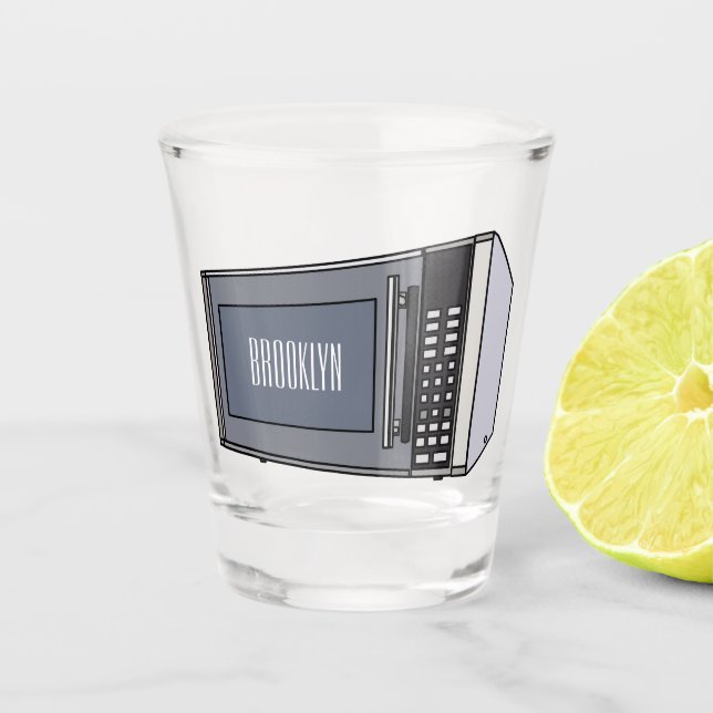 Microwave cartoon illustration shot glass (Front)