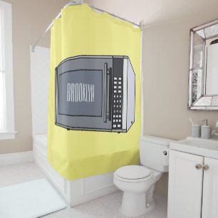 Microwave cartoon illustration shower curtain