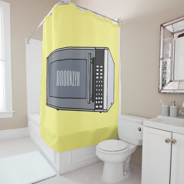 Microwave cartoon illustration shower curtain (In Situ)
