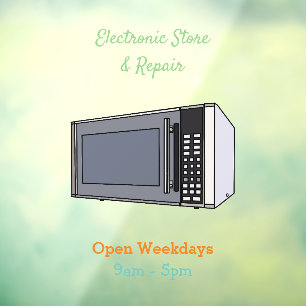 Microwave cartoon illustration window cling