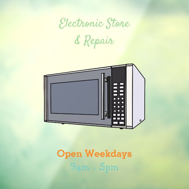 Microwave cartoon illustration window cling (Sheet 3)