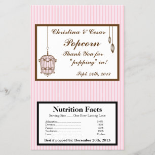 Microwave Popcorn Wrapper Birdcage/Pink Stripes ca