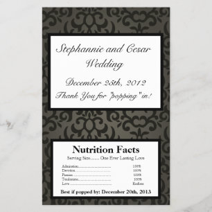 Microwave Popcorn Wrapper Black and Grey Damask