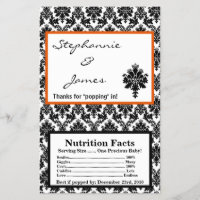 Microwave Popcorn Wrapper Black Orange Damask
