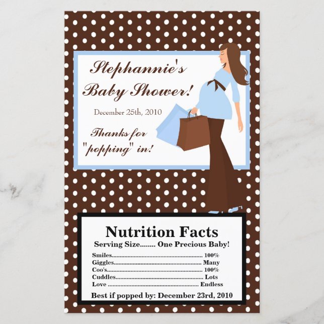 Microwave Popcorn Wrapper Blue Mod Mum Polka Dots (Front)