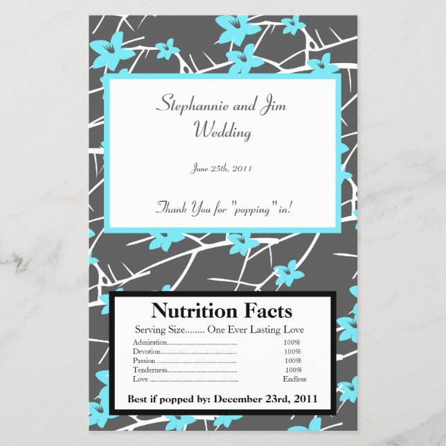 Microwave Popcorn Wrapper Blue Tea Arizona Flower (Front)