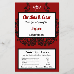 Microwave Popcorn Wrapper Crimson Red Ornate Embel