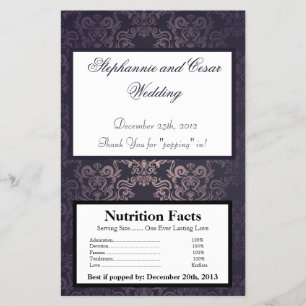 Microwave Popcorn Wrapper Deep Purple Damask