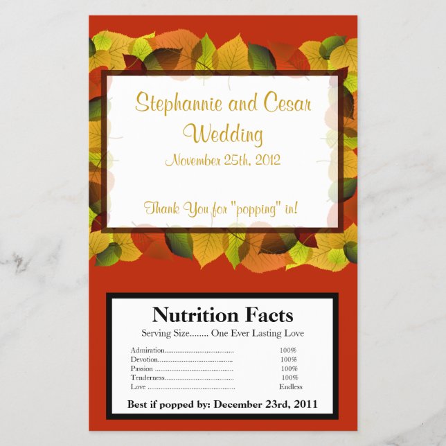 Microwave Popcorn Wrapper Foliage Leaves (Front)