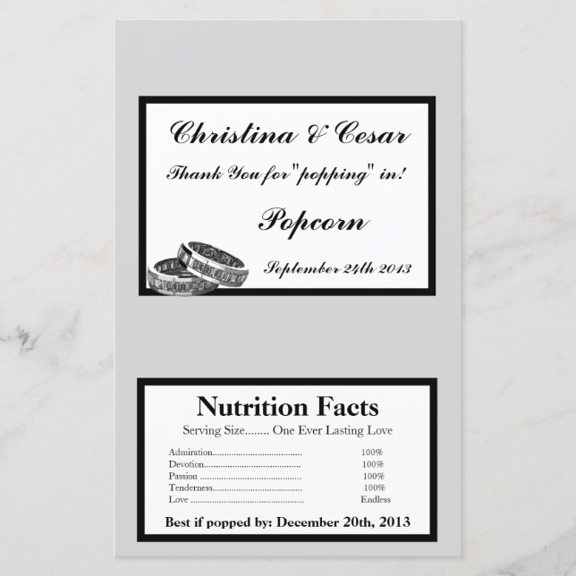 Microwave Popcorn Wrapper His/Hers Diamond Wedding (Front)