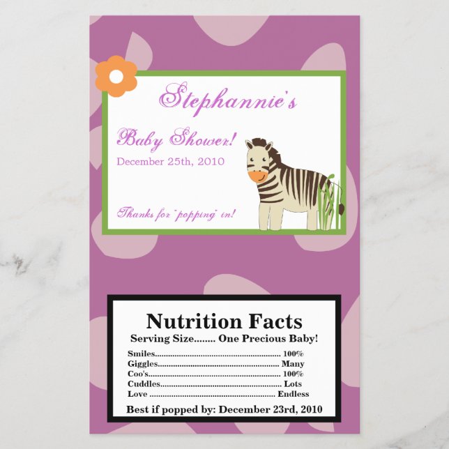 Microwave Popcorn Wrapper Jacana Purple Animals (Front)