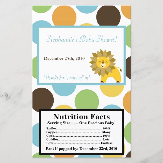 Microwave Popcorn Wrapper Jungle King Lion Safari (Front)