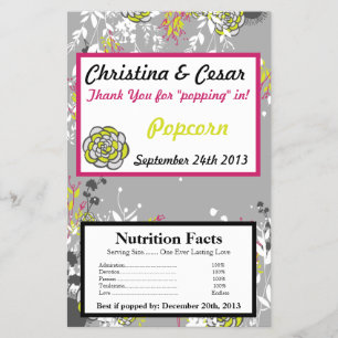 Microwave Popcorn Wrapper Lime Green/Hot Pink Flow