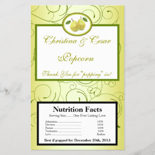 Microwave Popcorn Wrapper Lime Green Pear Swirls