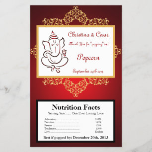 Microwave Popcorn Wrapper Lord Ganesha/Hindu Red S