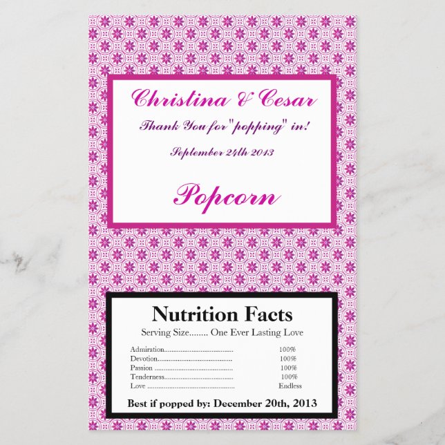 Microwave Popcorn Wrapper Magenta Purple Formal Fl (Front)