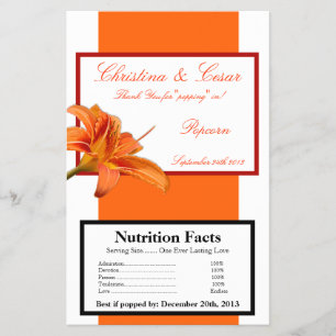 Microwave Popcorn Wrapper Orange Tiger Lilly w/Str