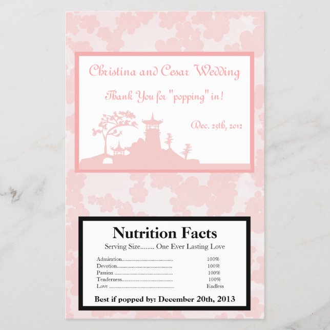 Microwave Popcorn Wrapper Oriental Garden (Front)