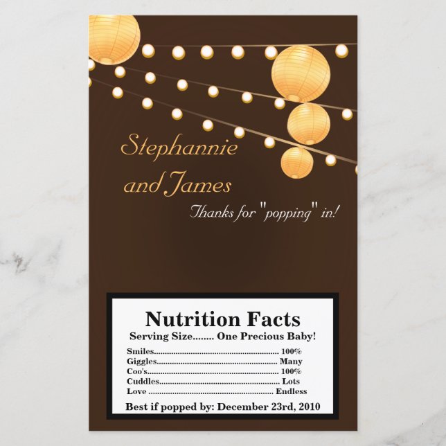 Microwave Popcorn Wrapper Paper Lanterns on Brown (Front)