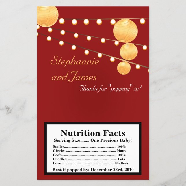 Microwave Popcorn Wrapper Paper Lanterns on Red (Front)