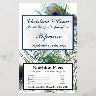 Microwave Popcorn Wrapper Peacock Feathers Blue