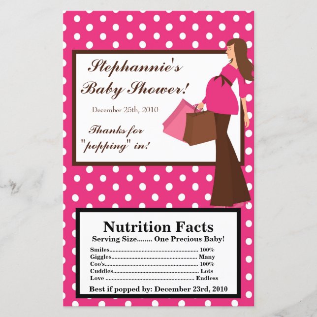 Microwave Popcorn Wrapper Pink Mod Mum Polka Dots (Front)