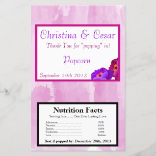 Microwave Popcorn Wrapper Purple/Pink Peony Flower